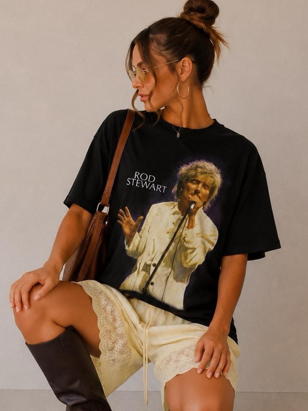 Vintage 1933 double sided Rod Stewart concert tee size large